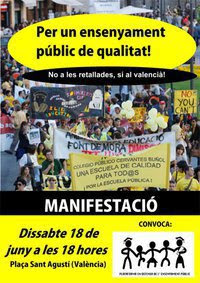 Més informació sobre l'article Per un ensenyament públic de qualitat. No a les retallades, sí al valencià!